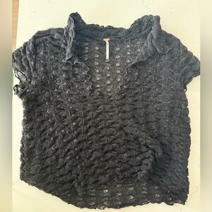 Free People Black Lace Blouse